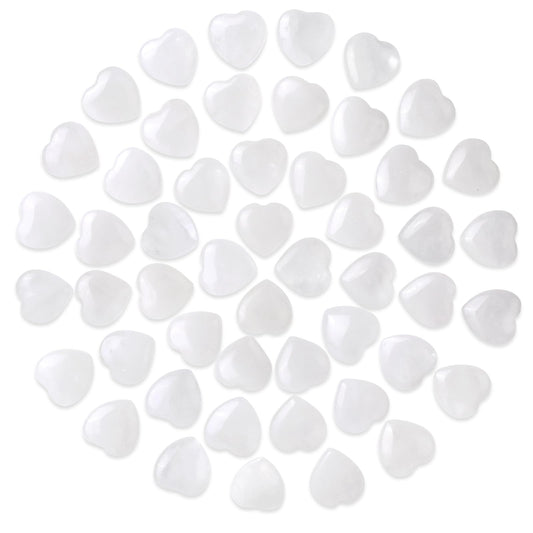 Gerrii 50 Pcs Heart Healing Stone Bulk Quartz Heart Inspirational Stones Gift for Women Love Pocket Polished Natural Energy Balancing Meditation 0.8 Inch(Clear)