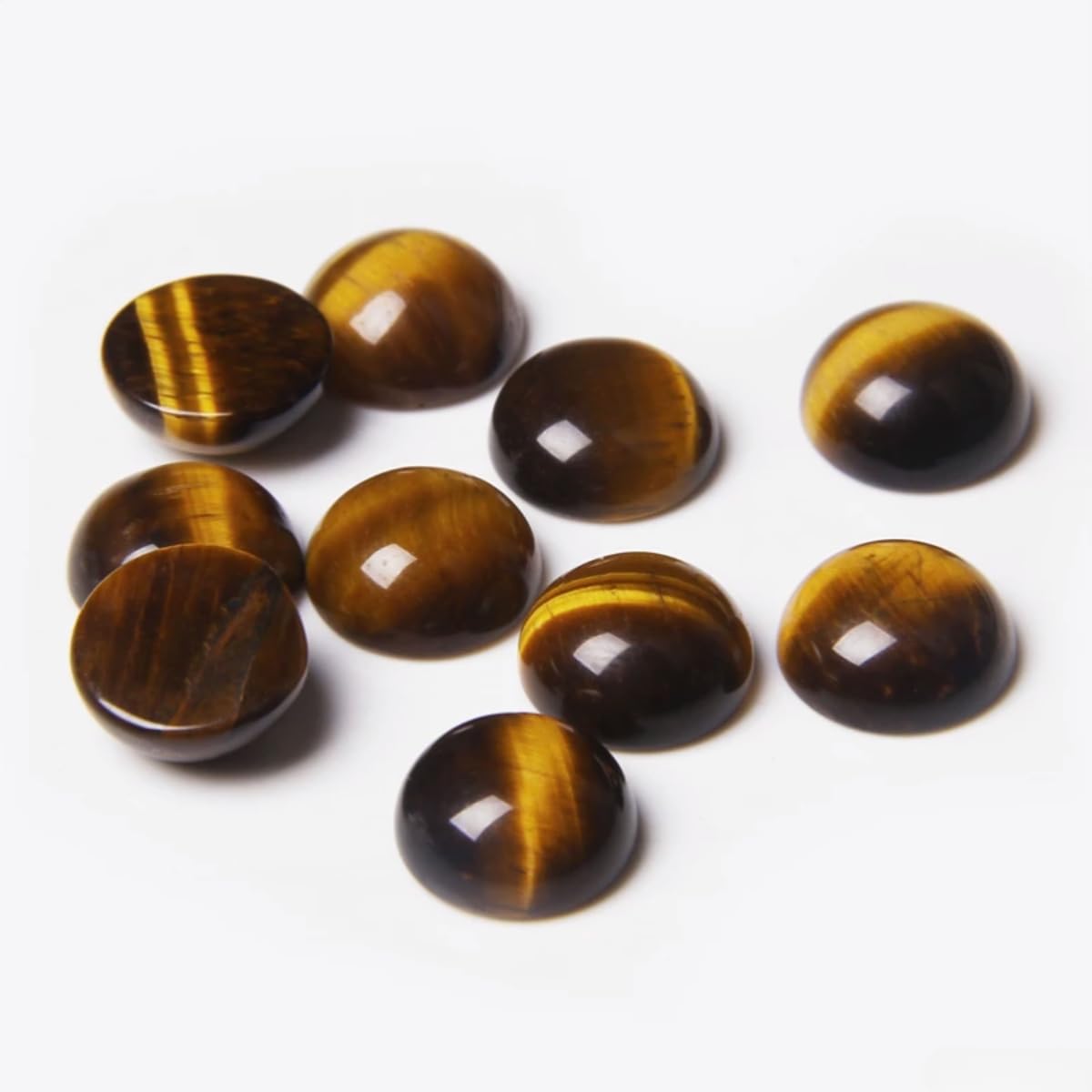 2TTFishoo 20pcs 4mm Natural Stone No Hole Tiger's Eye Semicircle Smooth Cabochons Beads for Jewelry Making Rings Earrings Necklace Bracelet DIY Crafts