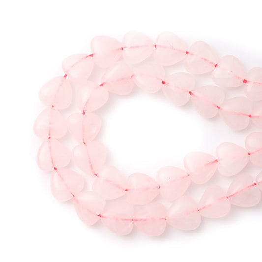Natural Heart Shaped Rose Quartz Stone Beads 10mm Loose Crystal Healing Beads for DIY Necklace Bracelet Making Gemstone Craft Supplies