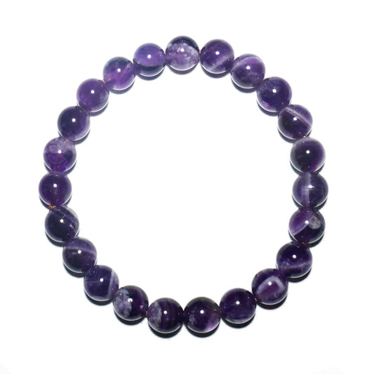 8MM Amethyst Bracelet (Include Cotton-like) | Natural and Classic | Resisting Negative Energy | Dream Amethyst | For Girlfriend Mom Sister | fits for small wrist size about 6.5-7 inch