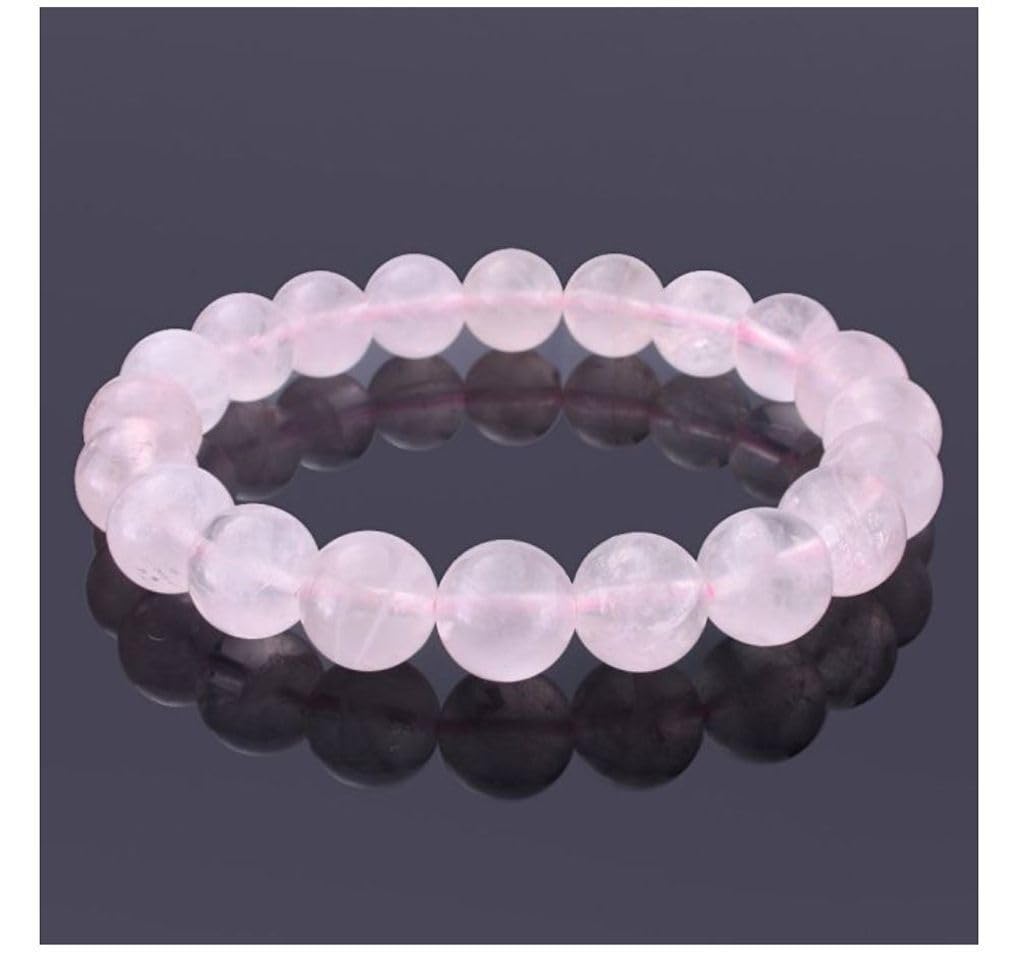 Adabele Real Natural Pink Rose Quartz Gemstone Beaded Bracelet 8 inch Stretch Chakra Healing Crystal Stone Jewelry Women Mom Gift (Unisex) GB8-C9