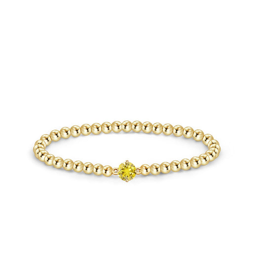 Free bird Gold Bracelets for Women 14k Gold Plated November Birthstone Beaded Bracelet Cute Stretch Bracelet for Gift