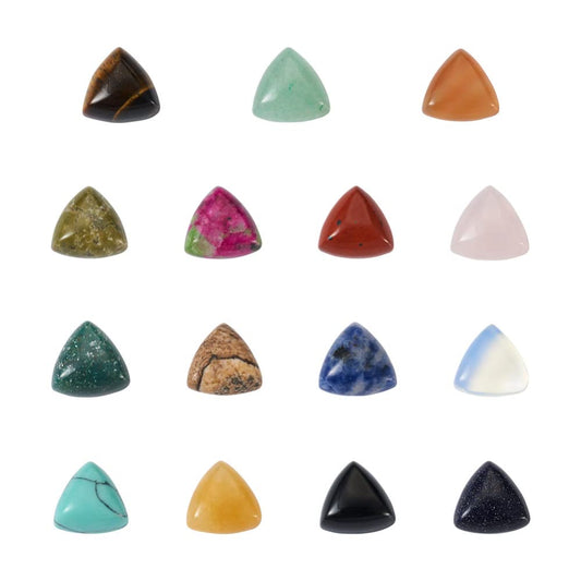Fashewelry 30pcs Triangle Gemstone Cabochons Small Flatback Natural & Synthetic Mixed Stone Dome Cabs 10x10x5.5mm for Blank Bezel, Wire Wrapping Jewelry Making