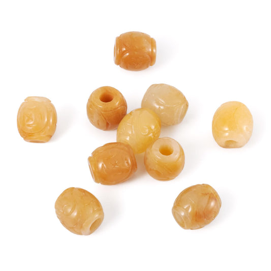 Fashewelry 10pcs Large 4mm Hole Barrel Stone Beads 14x13mm Natural Dyed Myanmar Jade Spacer Bead Silde Charms Fit for European Bracelet Snake Chain Necklace Making