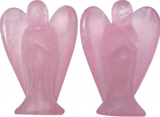 Mina Heal Pocket Guardian Angel Figurine, Hand-Carved Rose Quartz Crystal Statue, Palm-Size Angel Keepsake for Meditation, Comfort and Decorative Display (Set of 2)