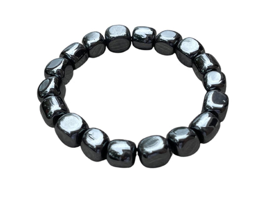 GAF TREASURES Hematite Crystal Nugget Bracelet, Genuine Hematite Tumbled Gemstone Bracelet, Healing Crystal Bracelet, Gift for Men & Women (1)