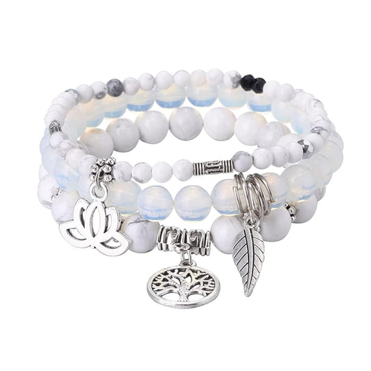 UEUC Tree of Life Yoga Healing Stone Bracelets,Multilayer Lotus Chakra Stone Reiki Bracelet Sets,Anxiety Crystal Natural Stone,for Women Stress Relief(#167)