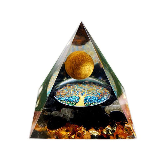 ycyingcheng Moonstone Crystal Orgone Pyramid Ogan Crystal Energy Tower, Nature Reiki Chakra Crushed Stone Jewelry, Crystal Pyramid for Home Decor (Obsidian)