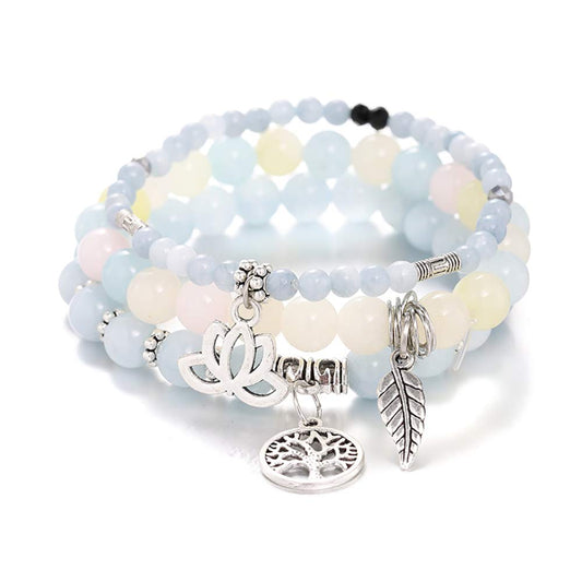 UEUC Tree of Life Yoga Healing Stone Bracelets,Multilayer Lotus Chakra Stone Reiki Bracelet Sets,Anxiety Crystal Natural Stone,for Women Stress Relief