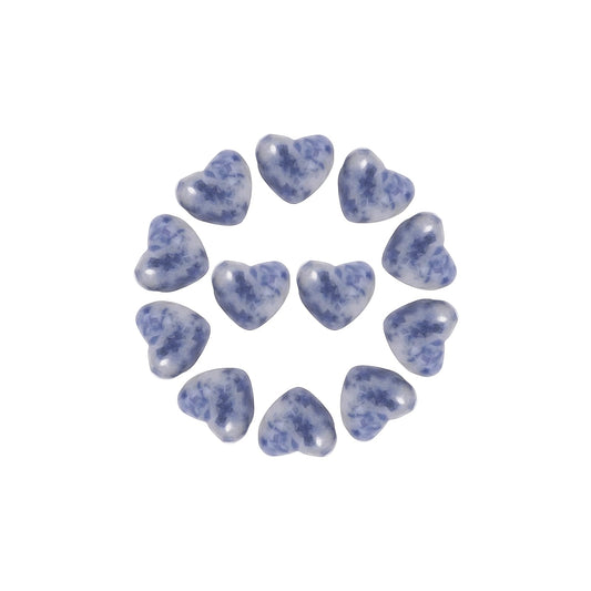 Yochus 5pcs Sodalite Natural Heart Stone Beads，12mm Healing Energy Gemstone for Jewelry Making Earring Necklace DIY