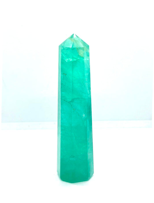 WholesaleGemShop 3 Inch (70 mm) Gemstones GREEN FLUORITE Obelisk Tower Jumbo Facet Aura Rock Crystal Natural Polished Earth Wand Spirit