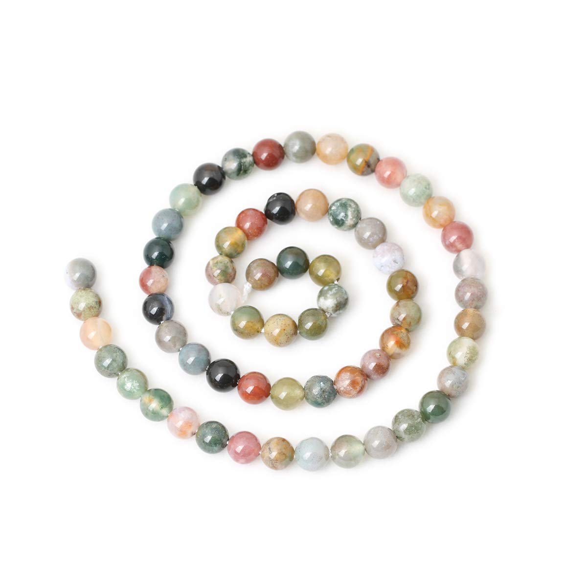 CHEAVIAN 60PCS 6mm Natural Indian Agate Gemstone Round Loose Beads for Jewelry Making DIY 1 Strand 15"