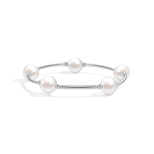 Elegance 11 designs Silver Blessing Bracelet 10mm Crystal White Pearl Bracelet Dainty Thin Tube For Women Simple Bridal Gifts For Friends And Loved