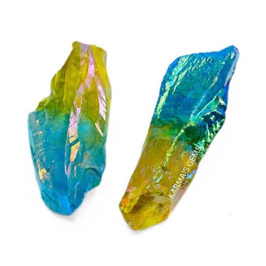 Crystals, Rocks, Jade, Crystals and Healing Stones, Witchcraft Supplies, Healing Crystals, Stones, Healing Stones, Rock Collection, Agate, Raw Stones (Yellow-Aqua Aura Quartz, 2 Pcs)