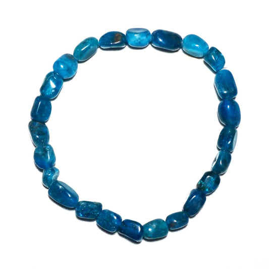 Blue Apatite Chips Bracelet 6MM | Natural Throat Chakra Crystal Beads Handmade Manifestation Motivation Bracelet - Adjustable Spiritual Jewelry | Beading Tool Kit - Fits for 6-7" Small Wrist