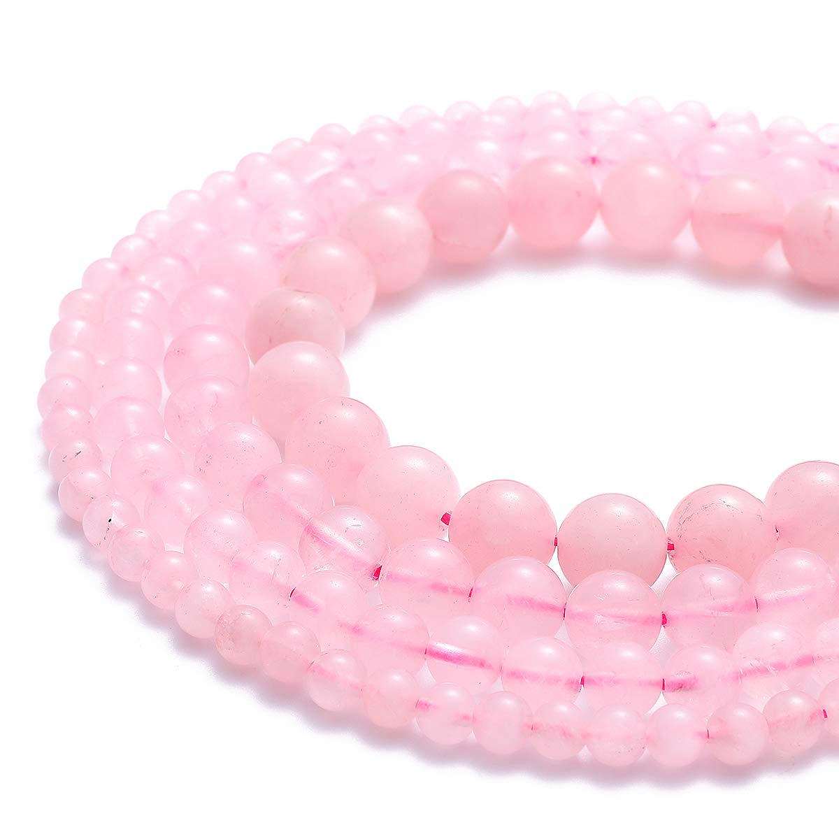 BEADIA Natural Rose Quartz Crystal Stone Round Loose Semi Gemstone Beads for Jewelry Making 4MM 89PCS