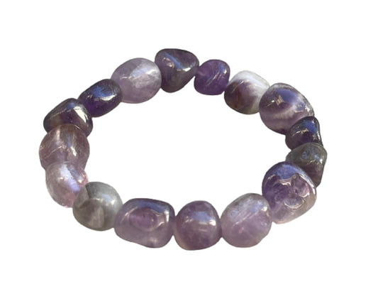 GAF TREASURES Amethyst Chevron Crystal Nugget Bracelet, Genuine Amethyst Chevron Tumbled Gemstone Bracelet, Healing Crystal Bracelet, Gift for Men & Women (1)