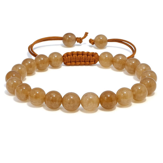 ANAYA AGATE Healing Crystal Bracelet – Chic Gemstone Bracelet for Men and Women – 8mm Round Bead Bracelets for Spiritual Healing, Protection, Positive Energy - Sunstone