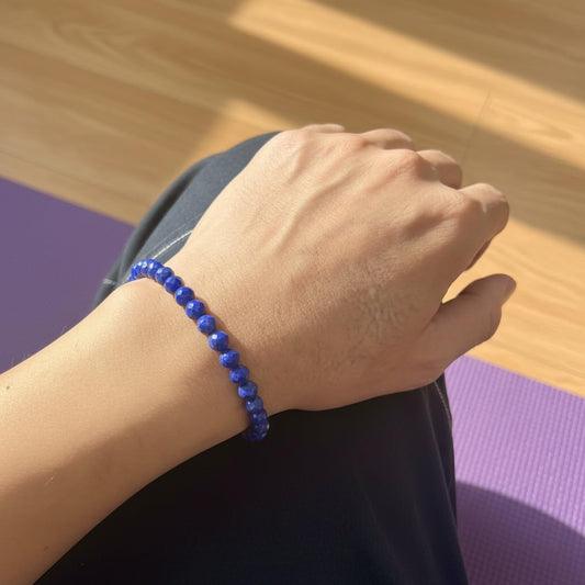 Lapis Lazuli Healing Bracelet – Real Crystal Beads for Stress Relief, Meditation & Chakra Balance – Natural Gemstone Jewelry Gift for Women & Men, Adjustable with Gift Box (Faceted Round)