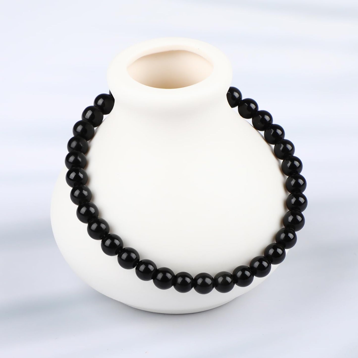 LPBeads Handmade Natural Gemstone Stretch Elastic 6m Black Obsidian Bracelet Healing Crystal Round Stone Beads Jewelry Gifts for Women Men