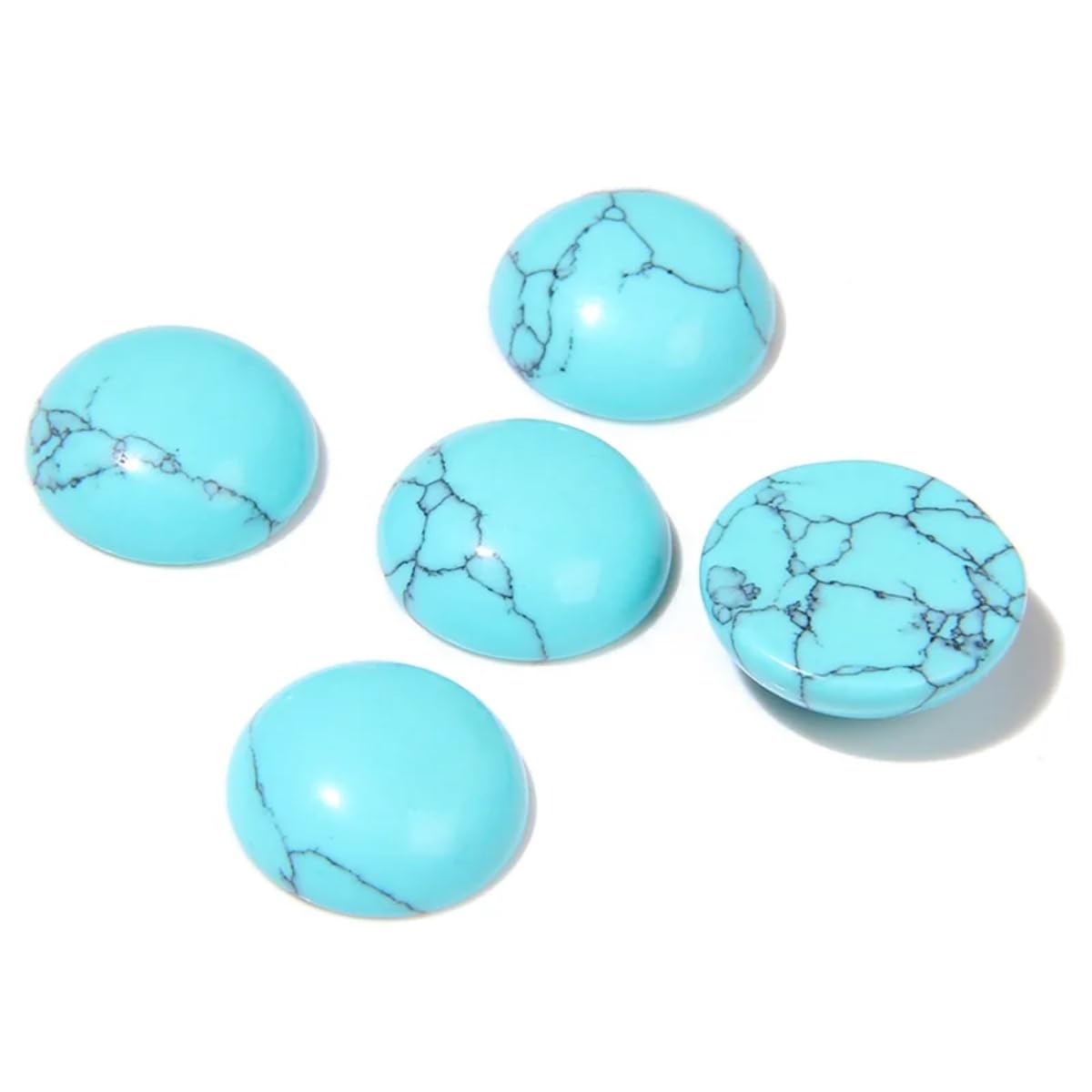 20pcs 6mm Natural Stone No Hole Turquoise Semicircle Smooth Cabochons Beads Healing Chakra Crystal Stone Bead for Jewelry Making Rings Earrings Necklace Bracelet DIY Crafts
