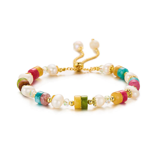 BELLA-Bee Healing Crystal Bracelets for Women Adjustable Rainbow Crystals Amethyst Tourmaline Natural Stone Beaded Bracelets for Women Spiritual Jewelry for Wishes, Protection and Anxiety Relief with Meaning Card (The Aura's Guard)