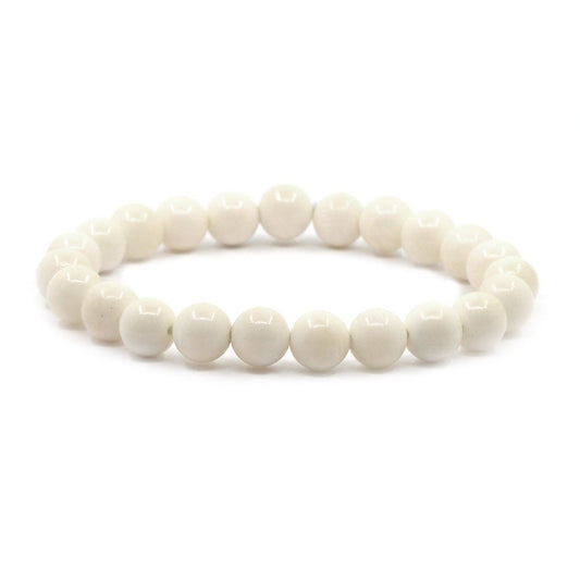 Justinstones Natural Buffalo Bone Gemstone 8mm Round Beads Stretch Bracelet 7 Inch Unisex