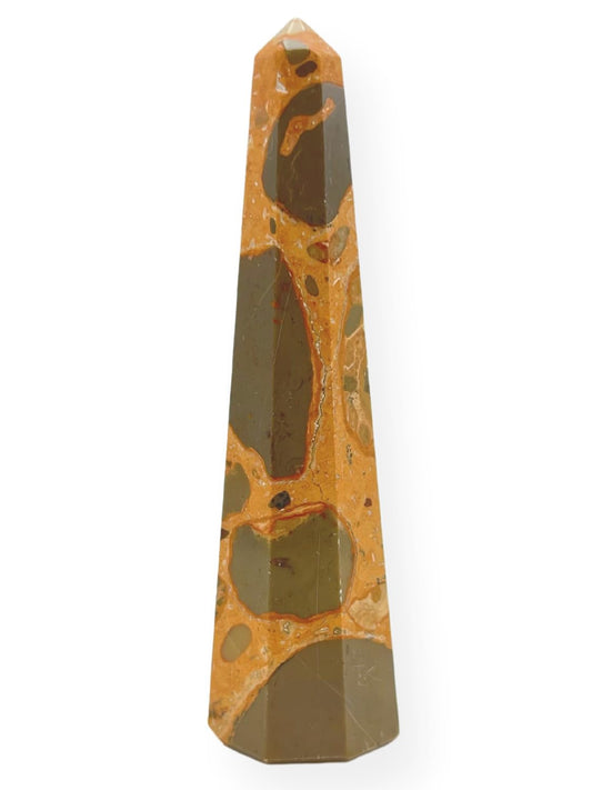 WholesaleGemShop 3 Inch (70 mm) Gemstones Leopard Skin Obelisk Tower Jumbo Facet Aura Rock Crystal Natural Polished Earth Wand Spirit