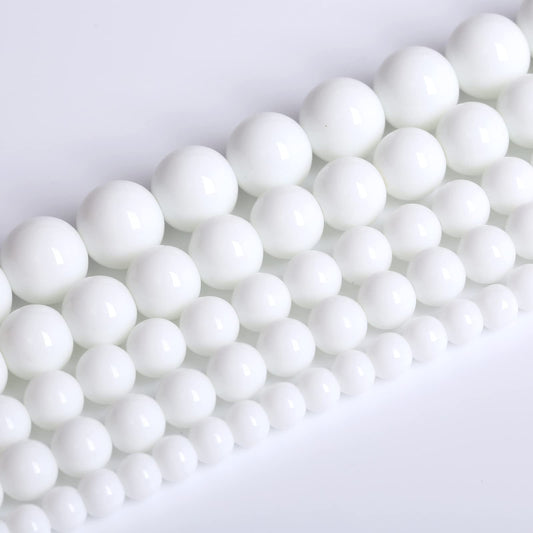 Natural White Porcelain Agates Stone Round Beads for Jewelry Making Spacer Loose Spacers Beads DIY Bracelets 10mm 39pcs 15" Strand