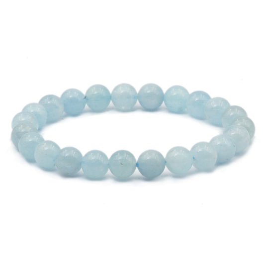 AD Beads Natural Gemstone Round Beads Stretch Bracelet Healing Reiki 8mm (aquamarine)