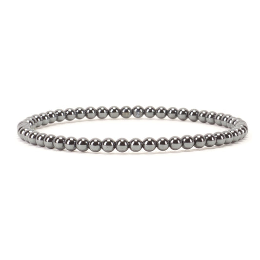 Cherry Tree Collection - Small, Medium, Large Sizes - Gemstone Beaded Bracelets For Women and Men - 4mm Round Beads (Hematite, Medium)