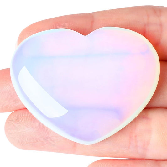 MAIBAOTA 45 mm Opalite Stones Heart Love Crystal Valentines Gifts for Herfriend Wife Opal Stone Reiki Crystal Gemstone Worry Stones for Anxiety