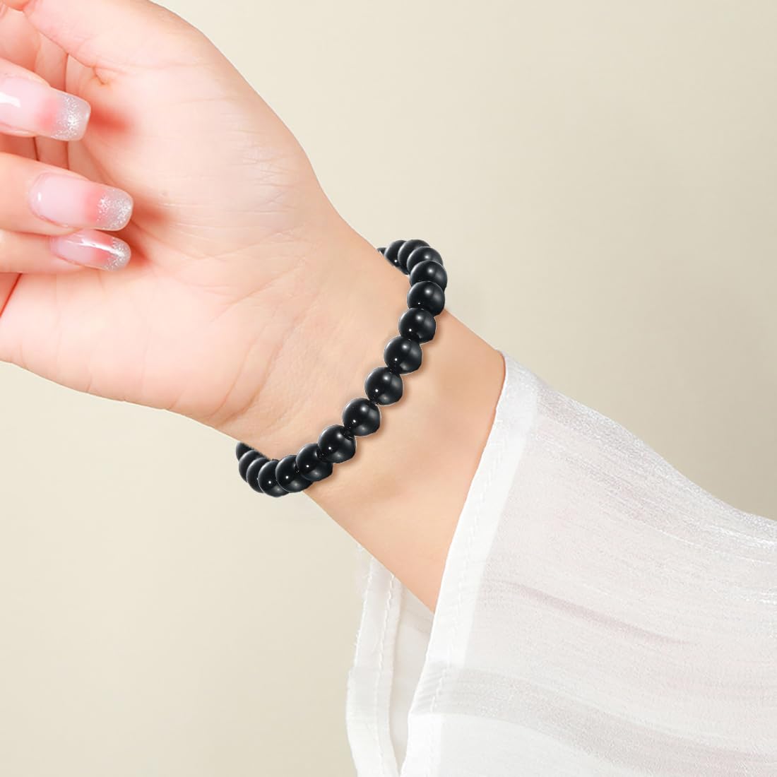 Udolfly Womens Crystal Beaded Bracelets for Women Men Protective Energy Bracelet Natural Gemstone Bead Bracelet 6mm Obsidian