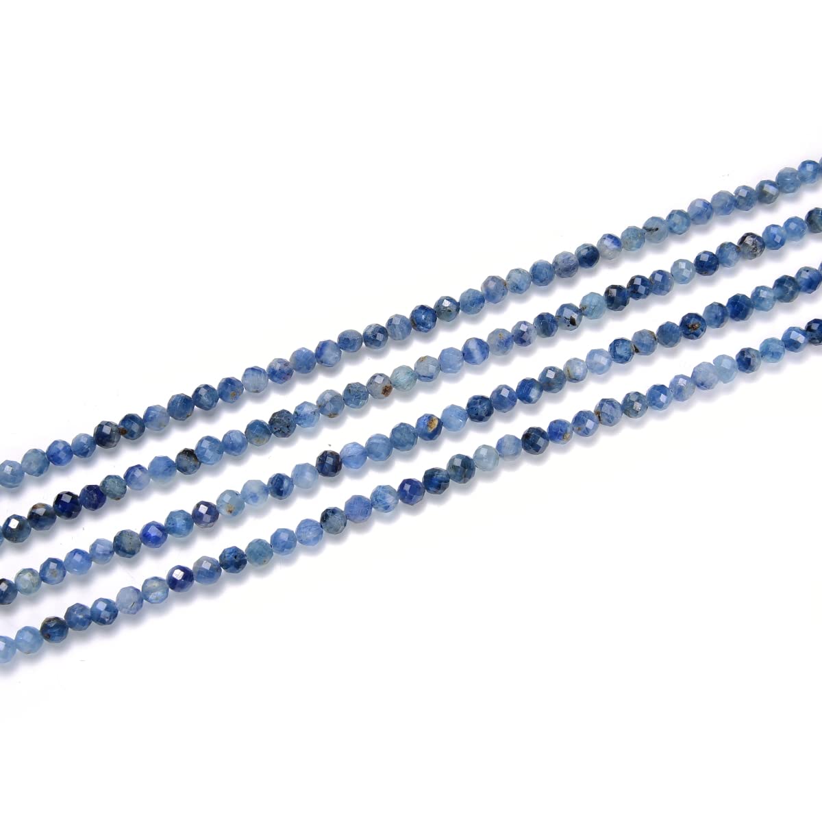 Adabele 15 Inch Natural Blue Kyanite Healing Gemstone 4mm (0.16 Inch) Tiny Small Faceted Round Loose Beads Stone Spacer (80-90pcs) for Craft Jewelry Making GK4-21
