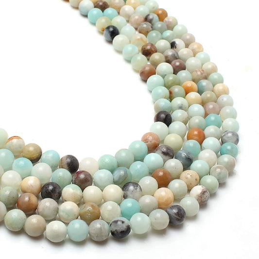 Yochus 60pcs Polish Amazonite Beads，6mm Healing Power Natural Stone Round Loose Gemstone Beads for Jewelry Making Earring Necklace DIY Crafts