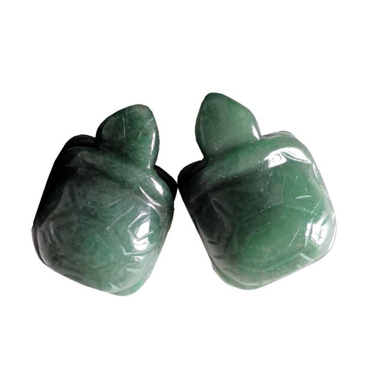 Gemgogo 2 Pcs Natural Green Aventurine Crystals and Healing Stones,Pocket Carved Tortoise Decor Animal Figurine 1.5 Inches Room Decor Gemstone