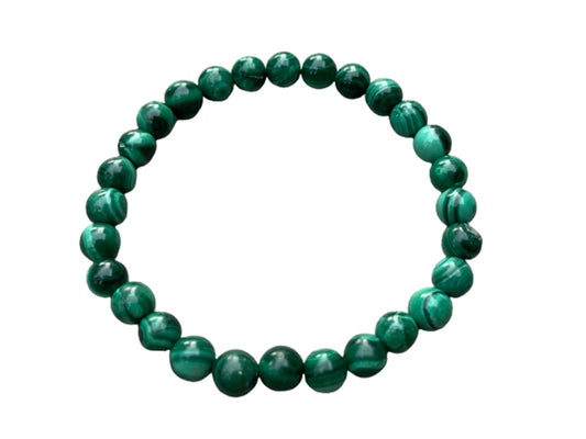 GAF TREASURES Malachite Crystal Bead Bracelet 7-8mm, Genuine Malachite Stretch Gemstone Bracelet, Healing Crystal Bracelet, Gift for Men & Women (1)