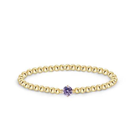 Free bird Amethyst Bracelet for Women 6mm Round Amethyst Handmade Stretch Elastic Bracelet Beaded Bracelet Dainty Gold Bracelet Stack Jewelry for Women