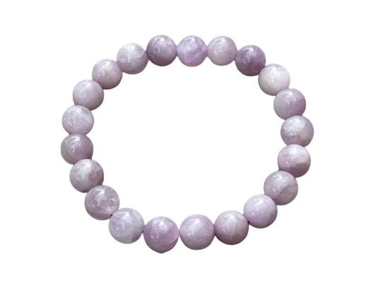 GAF TREASURES Kunzite Crystal Bead Bracelet 6-8mm, Genuine Kunzite Stretch Gemstone Bracelet, Healing Crystal Bracelet, Gift for Men & Women (1)