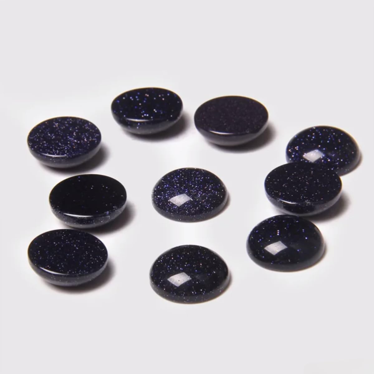 20pcs 8mm Natural Stone No Hole Blue Sandstone Semicircle Smooth Cabochons Beads Healing Chakra Crystal Stone Bead for Jewelry Making Rings Earrings Necklace Bracelet DIY Crafts