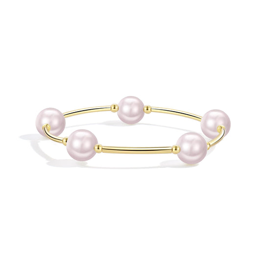 Elegance 11 designs Blessing Bracelet 10mm Crystal Pink Pearl Bracelet Dainty Gold Tube For Women Simple Bridal Gifts For Friends And Loved