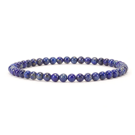 Cherry Tree Collection - Small, Medium, Large Sizes - Gemstone Beaded Bracelets For Women and Men - 4mm Round Beads (Lapis, Medium)
