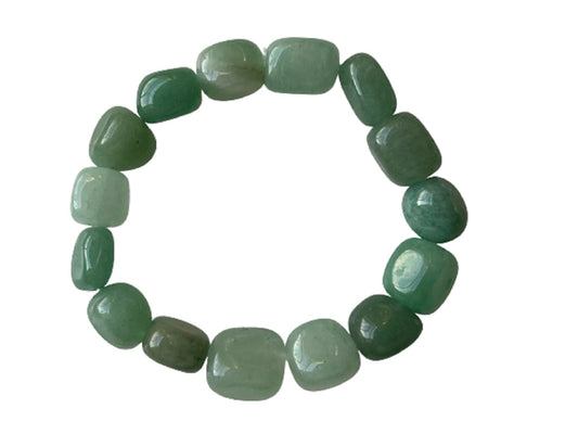 GAF TREASURES Green Aventurine Crystal Nugget Bracelet, Genuine Green Aventurine Tumbled Gemstone Bracelet, Healing Crystal Bracelet, Gift for Men & Women (1)