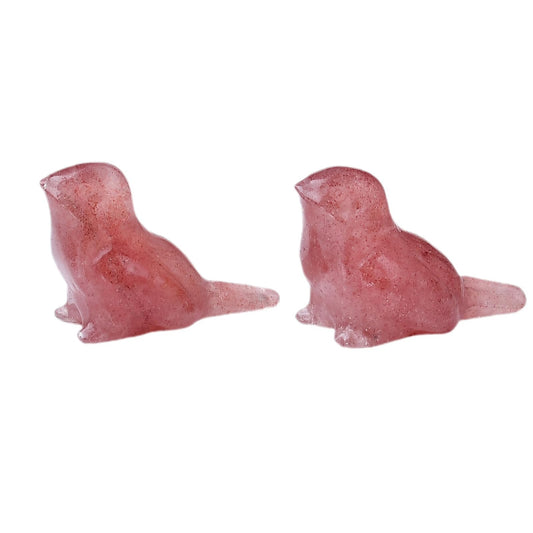 WUYOUSHI 2pcs Crystal Bird Figurines - Strawberry Crystal Sculptures Decorative Birds Crystal Animal Statues Home Decor Unique Bird Gifts