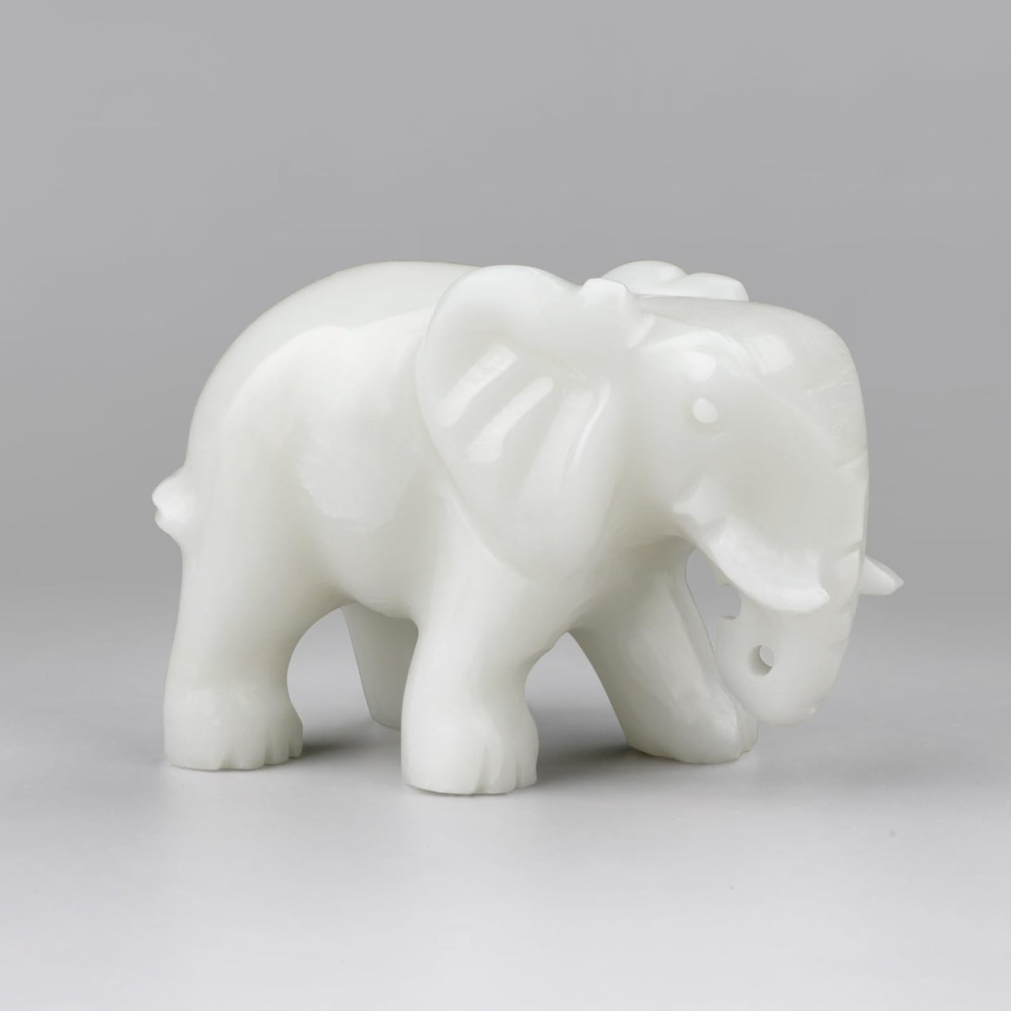 gemshan Jade Elephant Statue Gift - Handmade Elephant Figurine, Lucky Charm Home Decor for Office Desk & Shelf Display