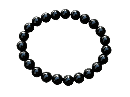 GAF TREASURES Black Onyx Crystal Bead Bracelet 8mm, Genuine Black Onyx Stretch Gemstone Bracelet, Healing Crystal Bracelet, Gift for Men & Women (1)