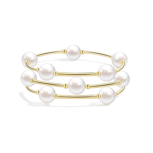 Elegance 11 designs Blessing Bracelet 10mm Crystal White Pearl Bracelet Dainty Gold Plated Tube For Women Simple Bridal Gifts For Friends And Loved