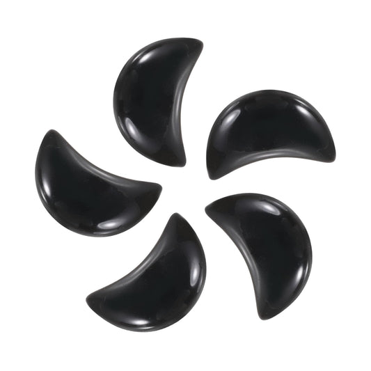 MECCANIXITY 5 Pcs Moon Crystal Worry Stone, 0.5 Inch Length Natural Black Stone Moon Gemstone Bulk, Carved Pocket Stones for Meditation Balancing Pendant Decor