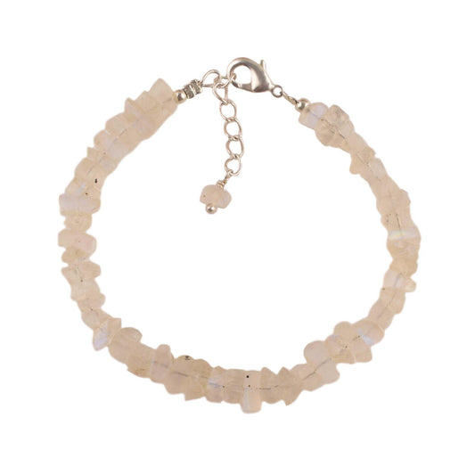 Natural Raw Rainbow Moonstone Bracelet, Rough Beads Gemstone, Healing Crystals, Birthday, Gift for Her, Gemstone Jewelry for Women, Pretection Bracelet