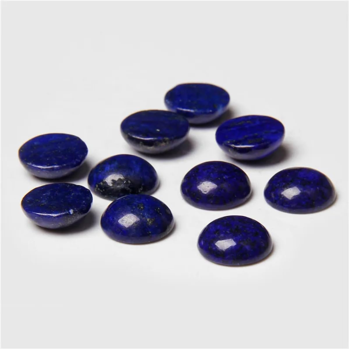 20pcs 10mm Natural Stone No Hole Lapis Lazuli Semicircle Smooth Cabochons Beads Healing Chakra Crystal Stone Bead for Jewelry Making Rings Earrings Necklace Bracelet DIY Crafts